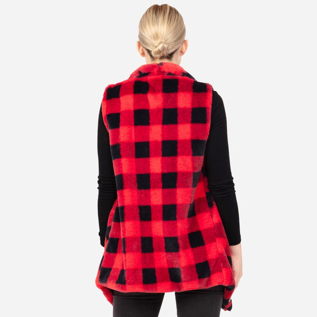 Faux Fur Buffalo Plaid Vest