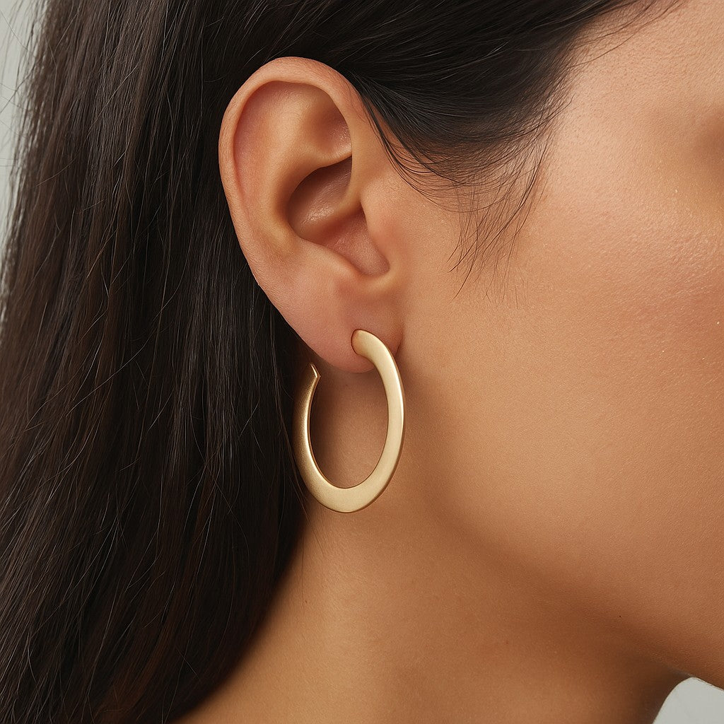 2’’ Flat Hoop Matte Gold - jewelry