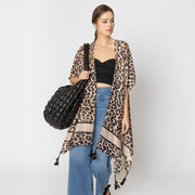 Leopard Print Kimono w/Tassels