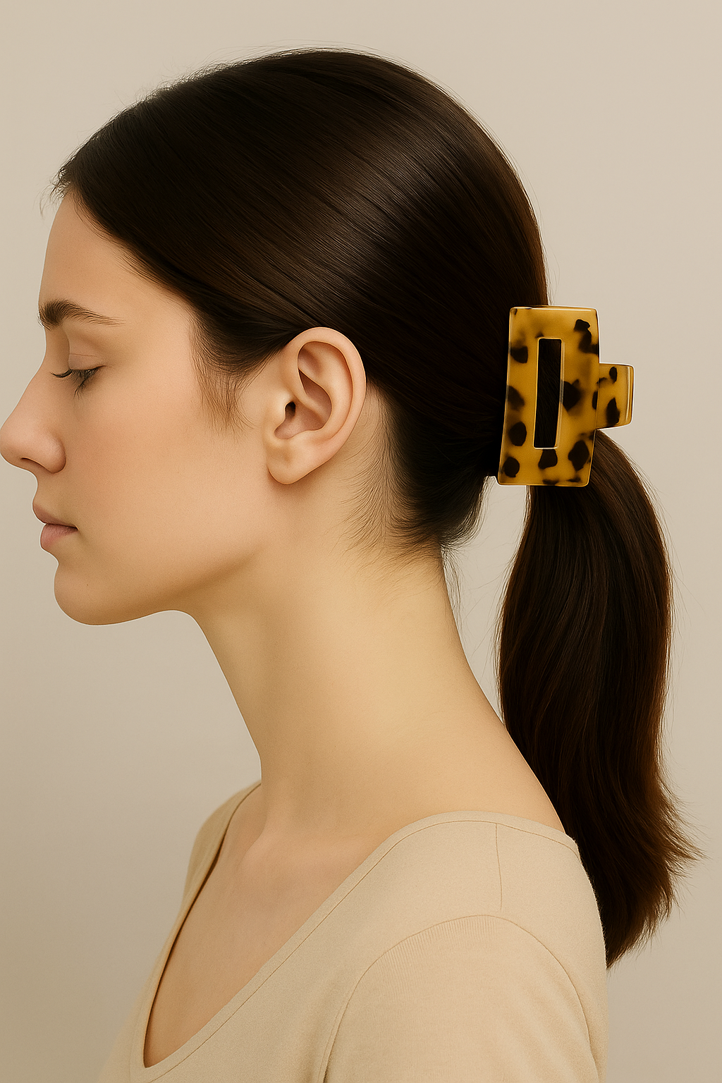 Hair Clip Medium Leopard Print