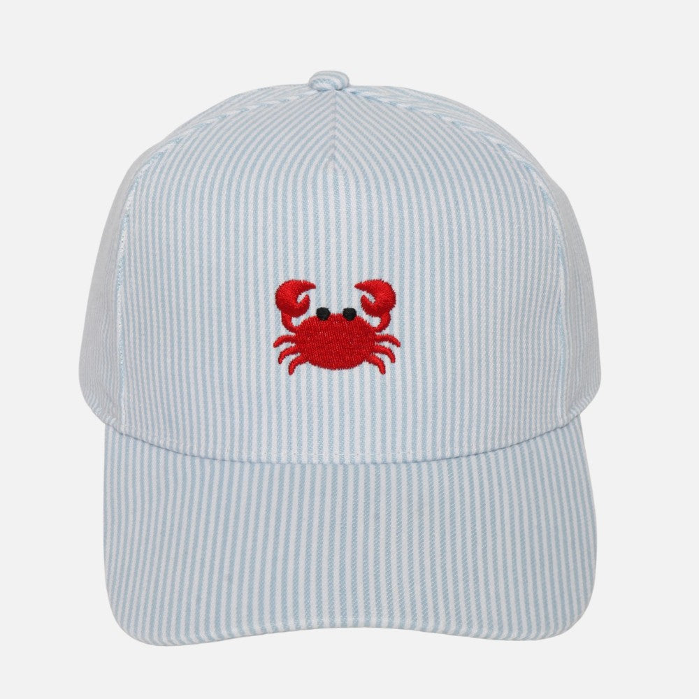 Americana Embroidered Crab Baseball Cap Blue