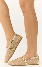 Bamboo Accessories Gold Mesh Ballet Flats