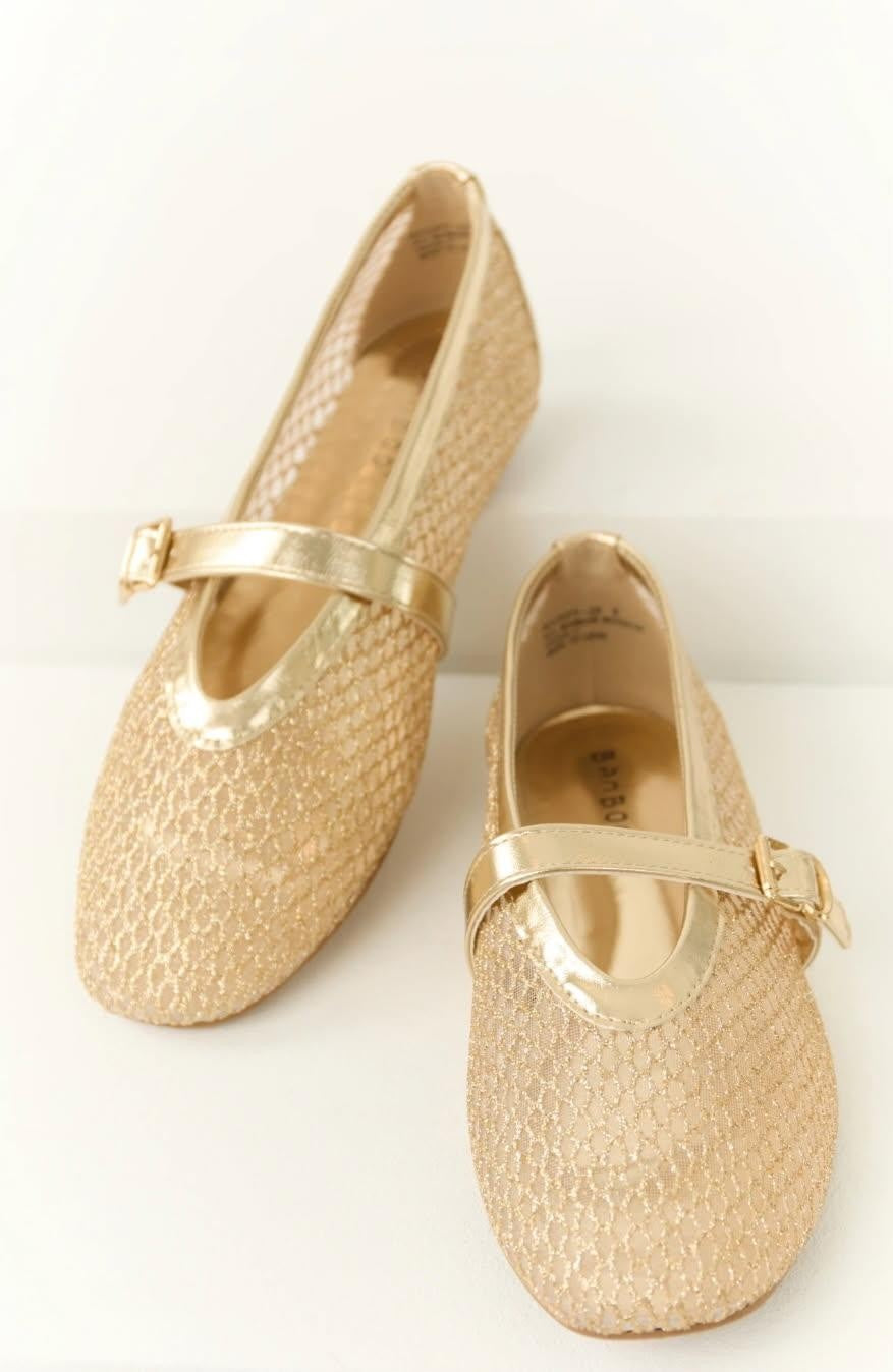 Gold Mesh Ballet Flats