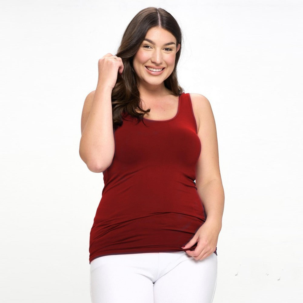 Seamless Basic Tank Plus Burgundy - clothing