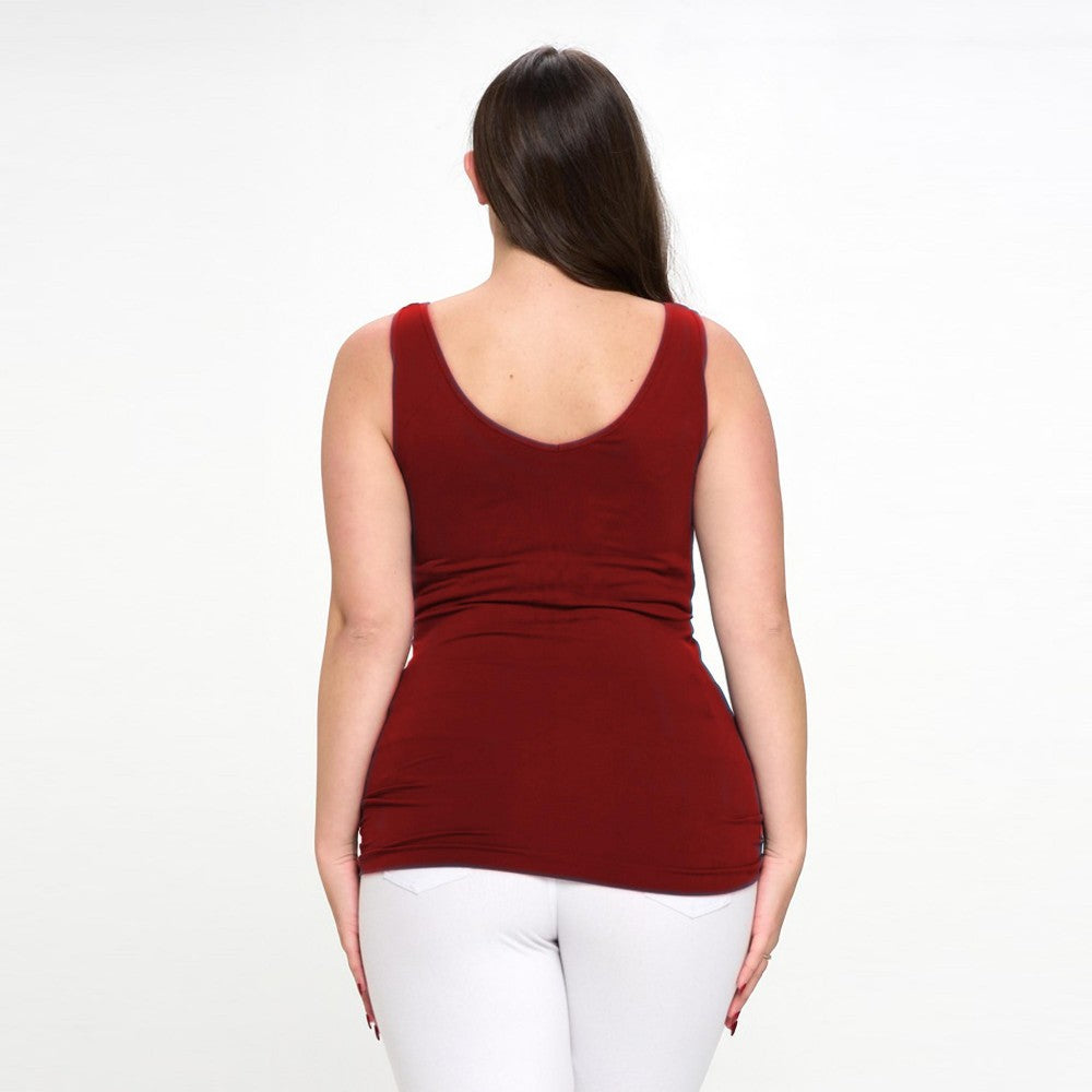 Seamless Basic Tank Plus Burgundy - clothing