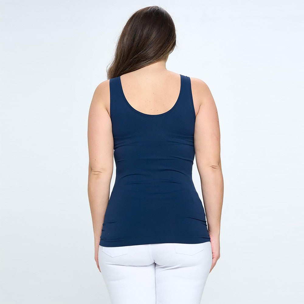 Seamless Basic Tank Plus Navy - clothing