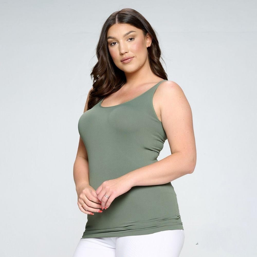 Seamless Basic Tank Plus Olive - clothing