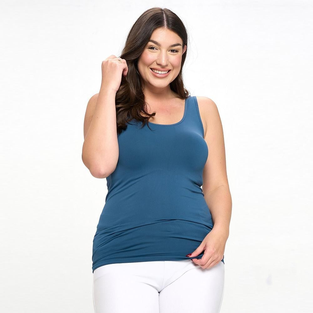 Seamless Basic Tank Plus Teal - clothing