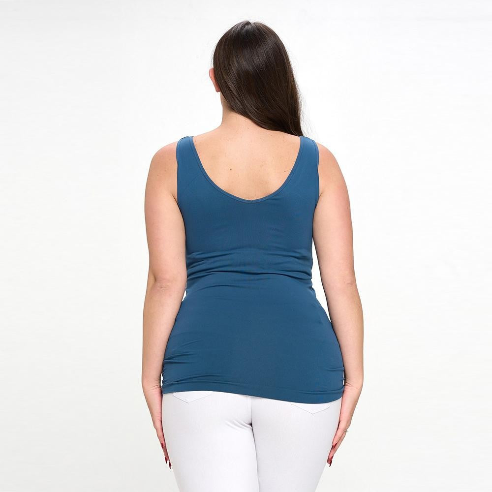 Seamless Basic Tank Plus Teal - clothing