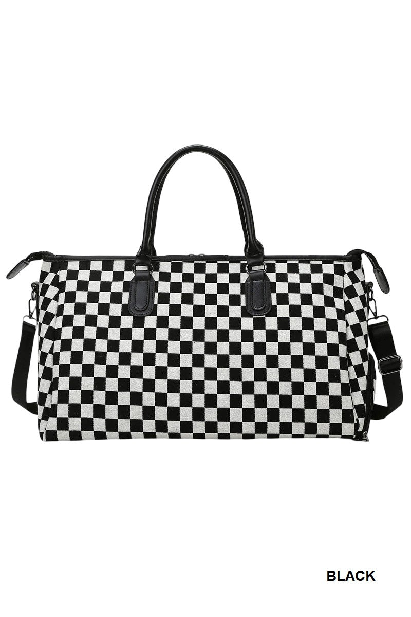 Checkered Canvas Weekender Black/Creme