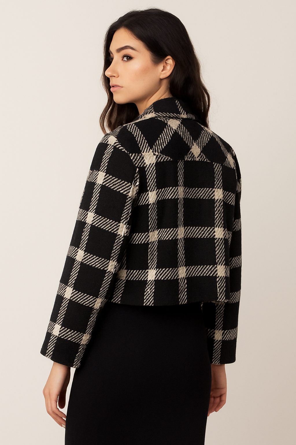 Black & White Large Plaid Jacket
