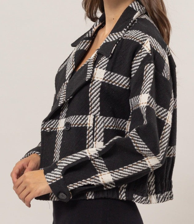 Black & White Large Plaid Jacket