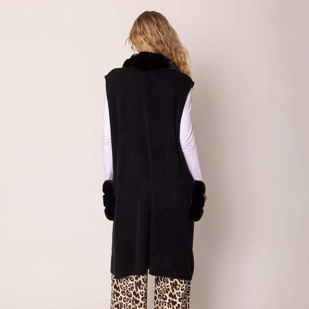 Faux Fur Vest Black