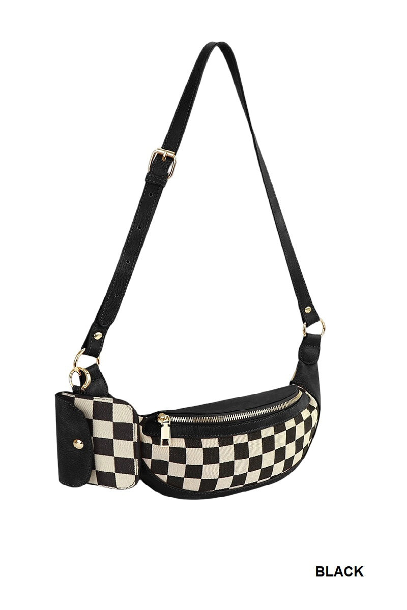 Checkered Crossbody & Wallet Black/Creme