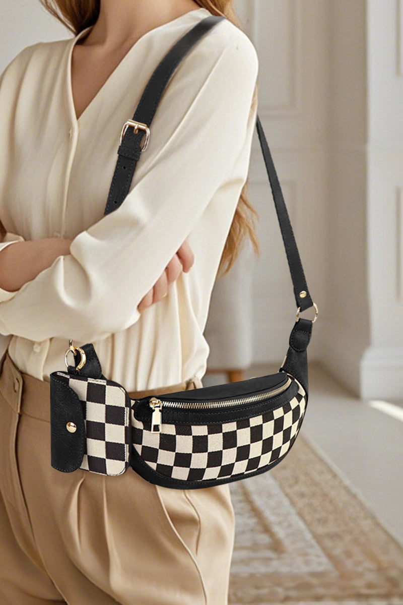 Checkered Crossbody & Wallet Black/Creme