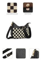 House of Trendz Accessories Checkered Crescent Messenger Bag (Black)