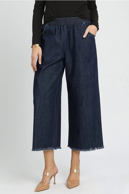 Wide Leg Denim Cropped Pants