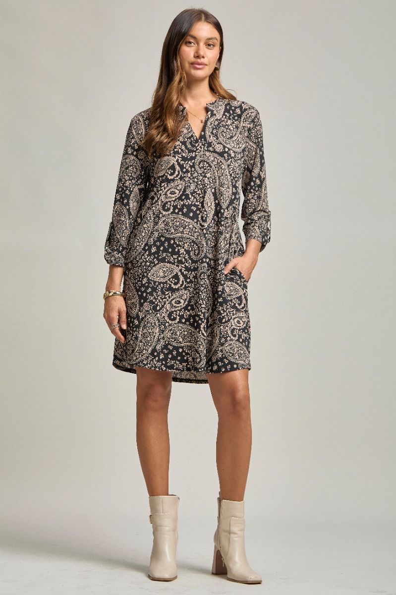 Dear Scarlett Lizzy Dress (Black/White) - 1X - clothing