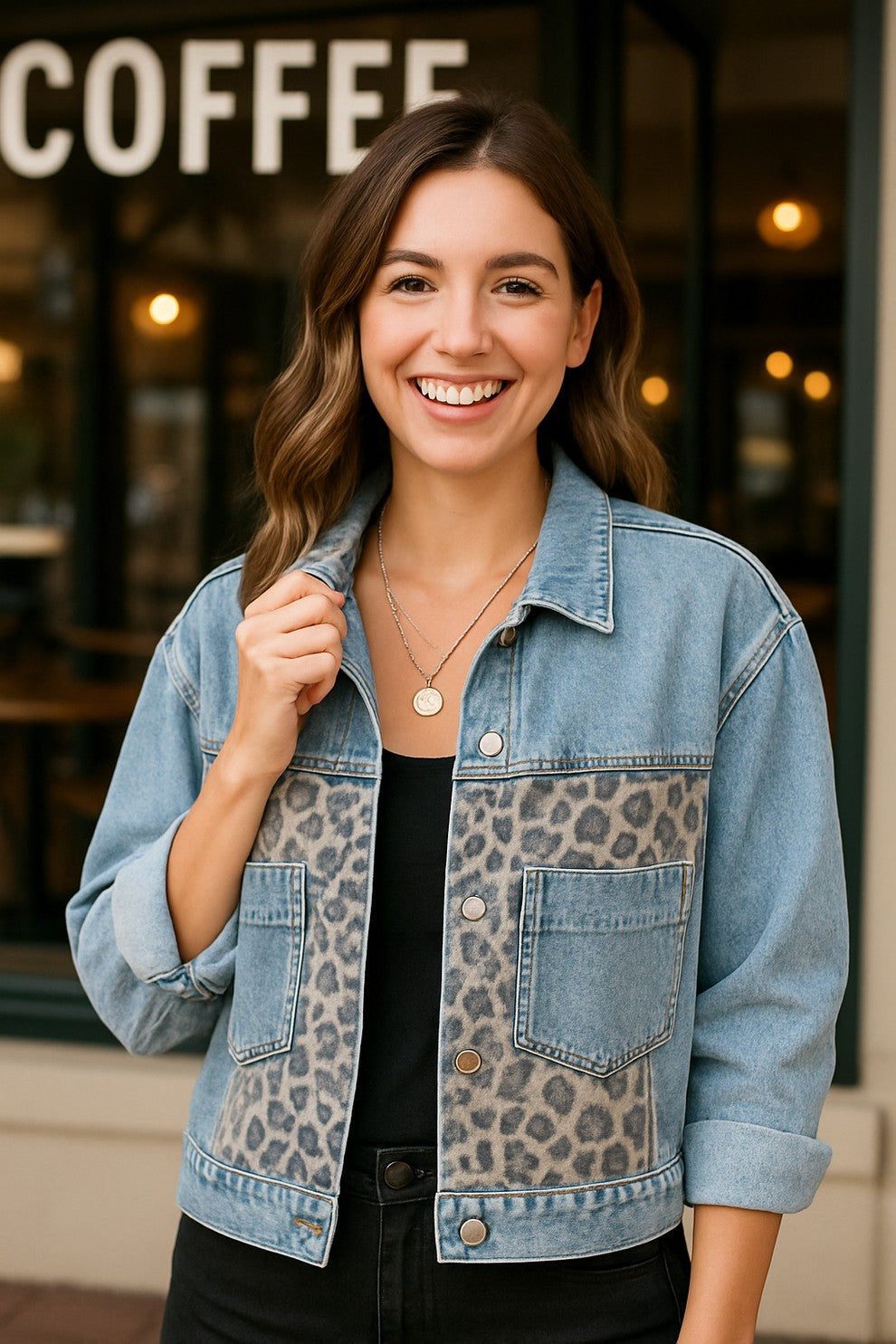 Denim & Leopard Luxe Jacket