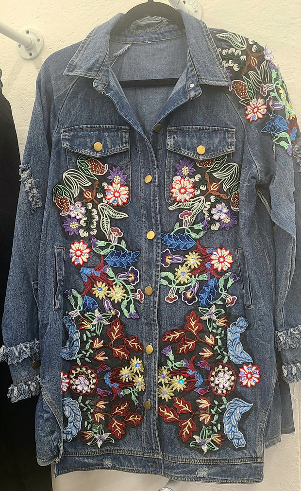 Embroidered Sequin Denim Jacket