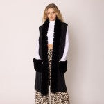 Faux Fur Vest Black - clothing