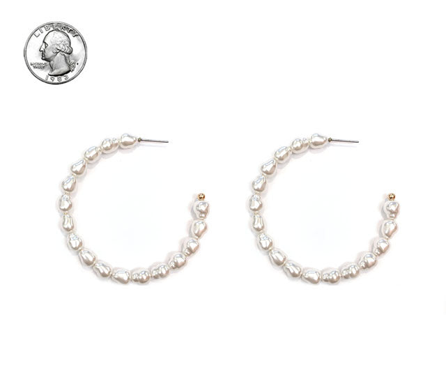 Fresh Water Pearl Hoop Earring - Earrings