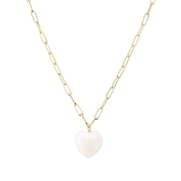 Acrylic Puffed Heart Pendant Necklace