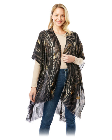 SALE! Metallic Gold Animal Print Kimono (Black)