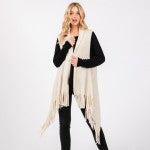 Soft Knit Fringe Vest (Creme)