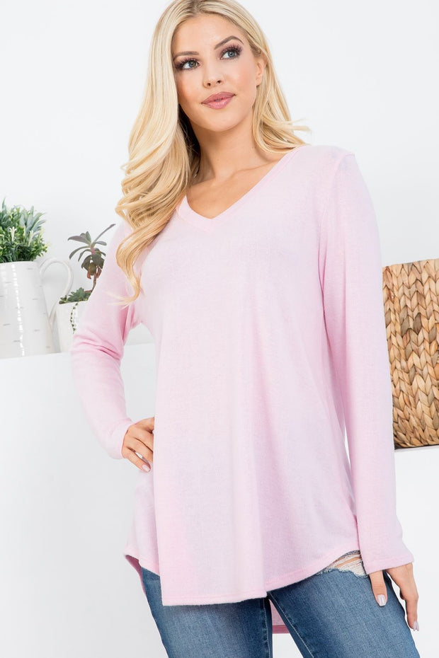 Basic 3/4 Sleeve Flattering Fit Top (Baby Pink)