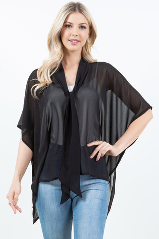 Chiffon Sheer Top Black