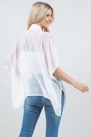 Chiffon Sheer Top White