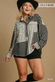 Striped Button Down Collared Shirt