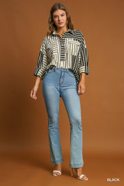Striped Button Down Collared Shirt