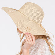 Sun Hat With Pearl & Flower Details