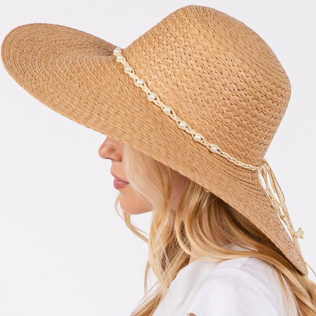 Sun Hat with Pearls & Tassels