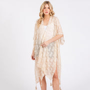 Kimono Distressed w/Tassels (Creme)