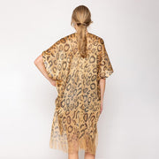 Leopard Shimmer Kimono with Fringe