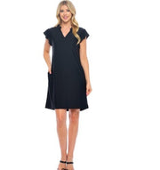 Ruffle Sleeve Resort Dress (Black)