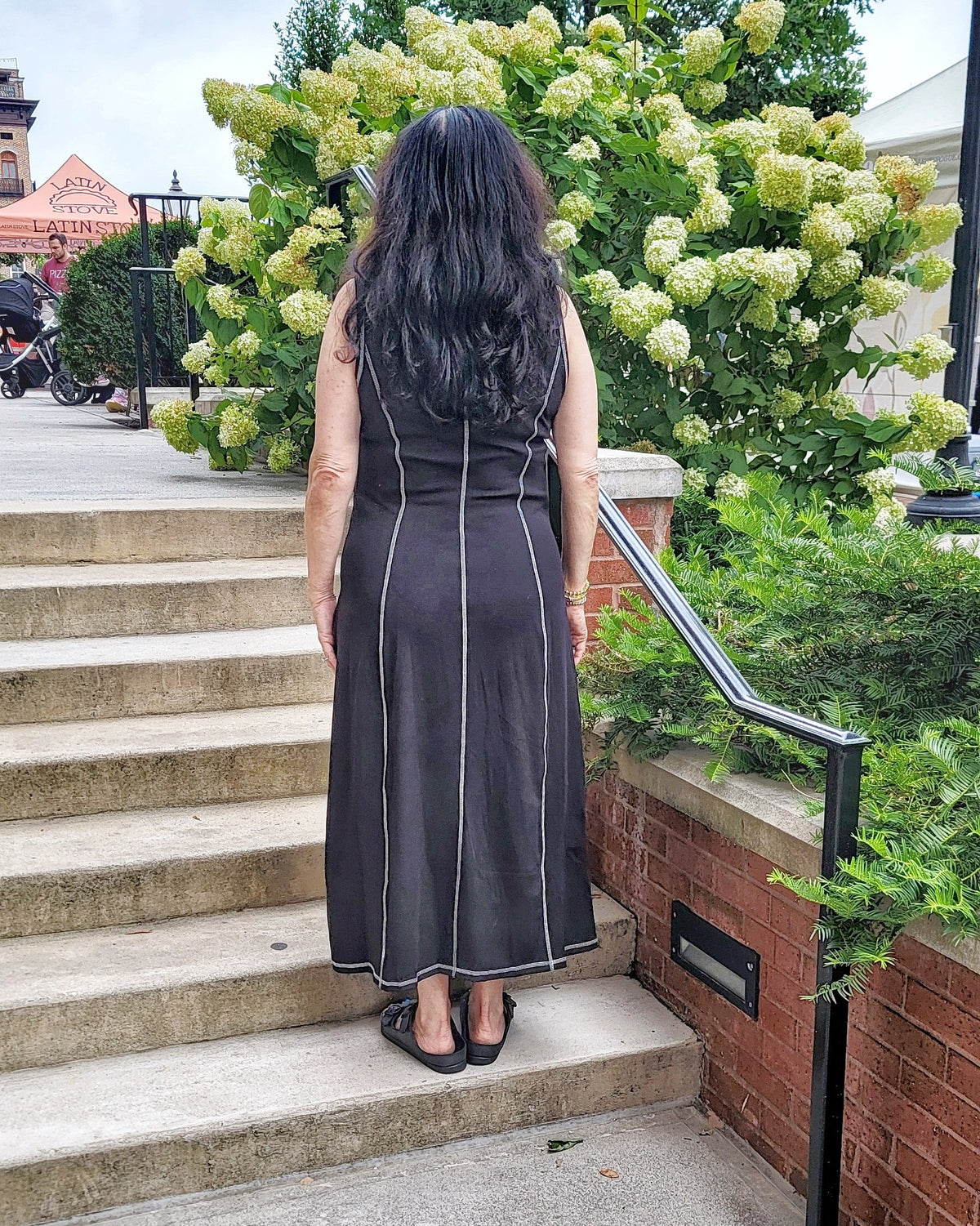 Raw Edge Sleeveless Maxi Dress Black