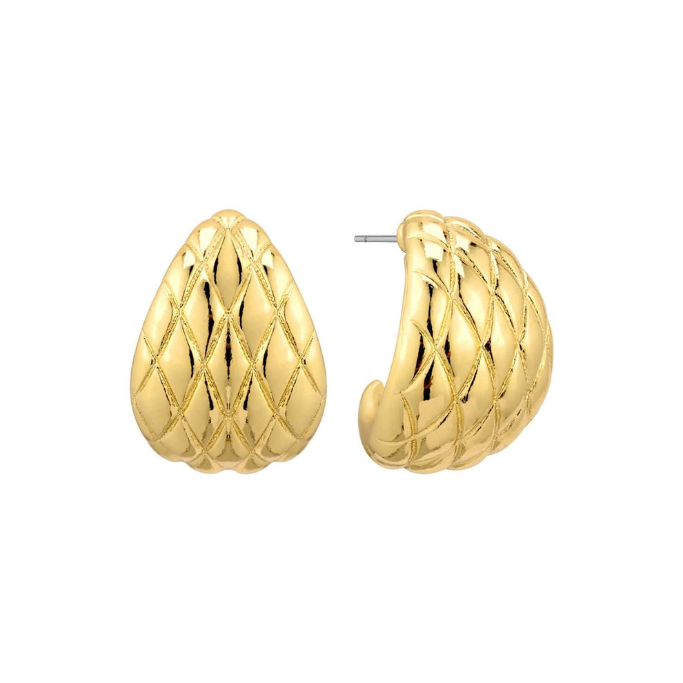 Textured 1’’ Open Hoop Earring Gold - Earrings