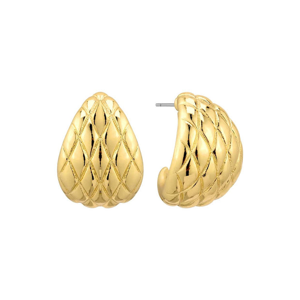 Textured 1" Open Hoop Earring Gold