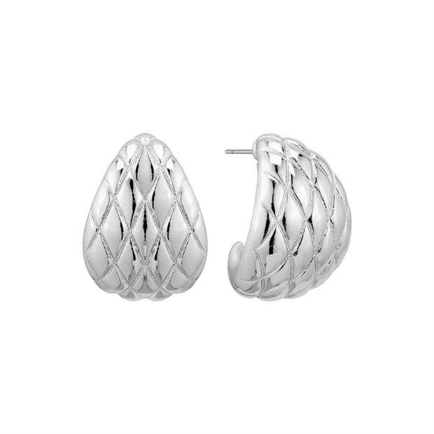 Textured 1" Open Hoop Earring Silver