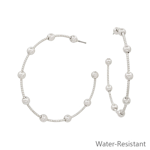 Water Resistant Silver Ball Hoop