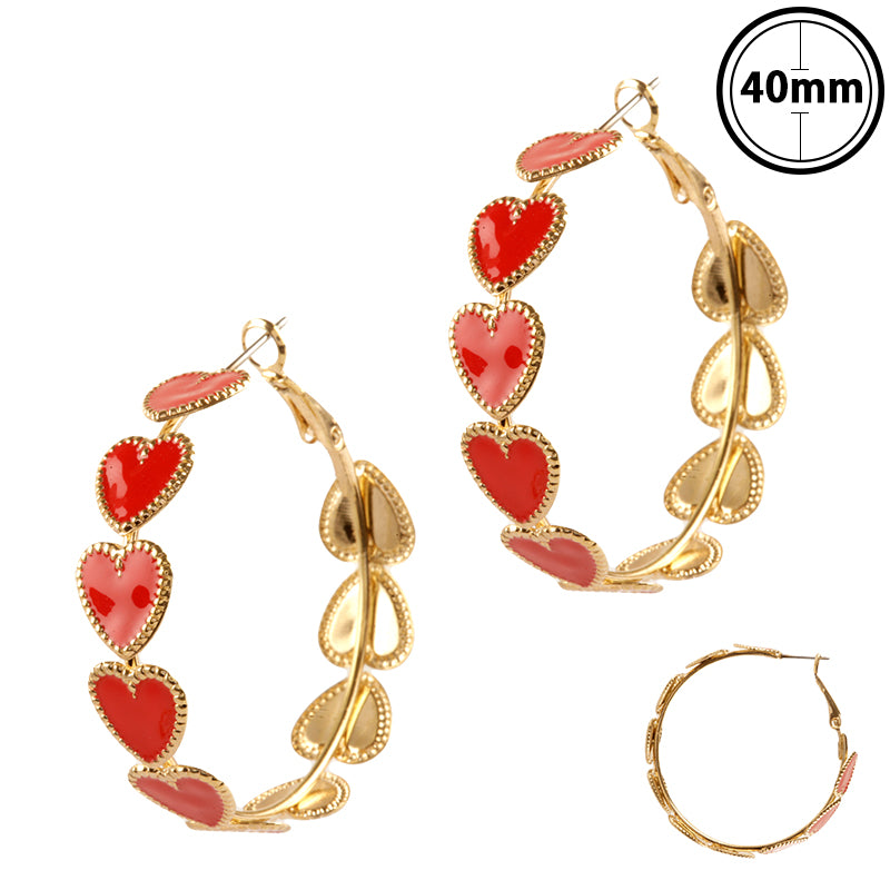 Enamel Heart Hoop Earring