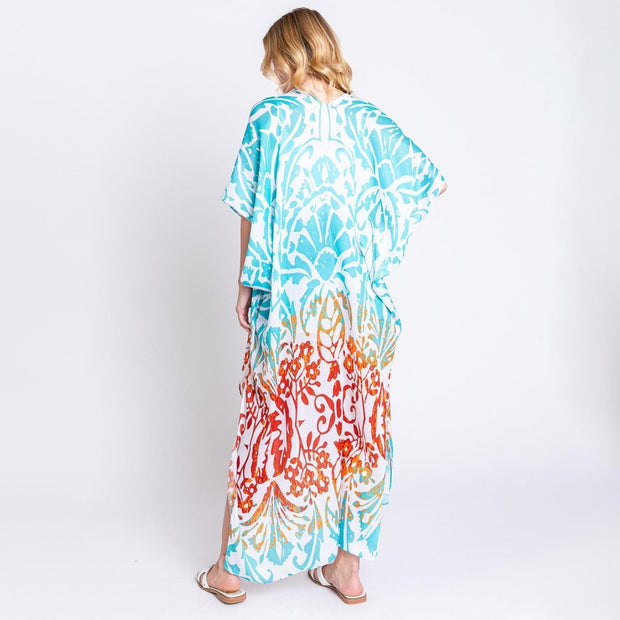 Kimono Maxi Print Blue Clay