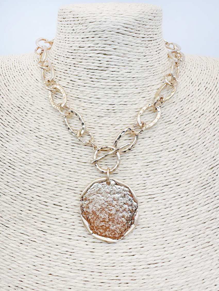 Hammered Pendant Statement Necklace