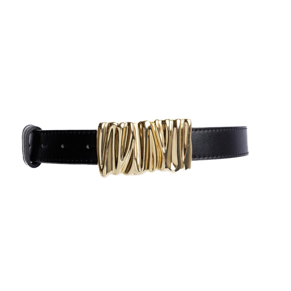 Textured Buckle Belt Black