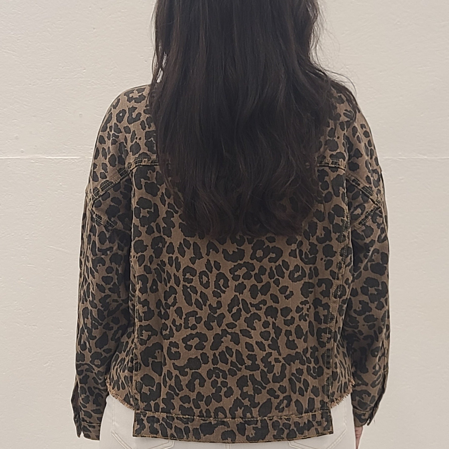 Cropped Leopard Denim Jacket - clothing