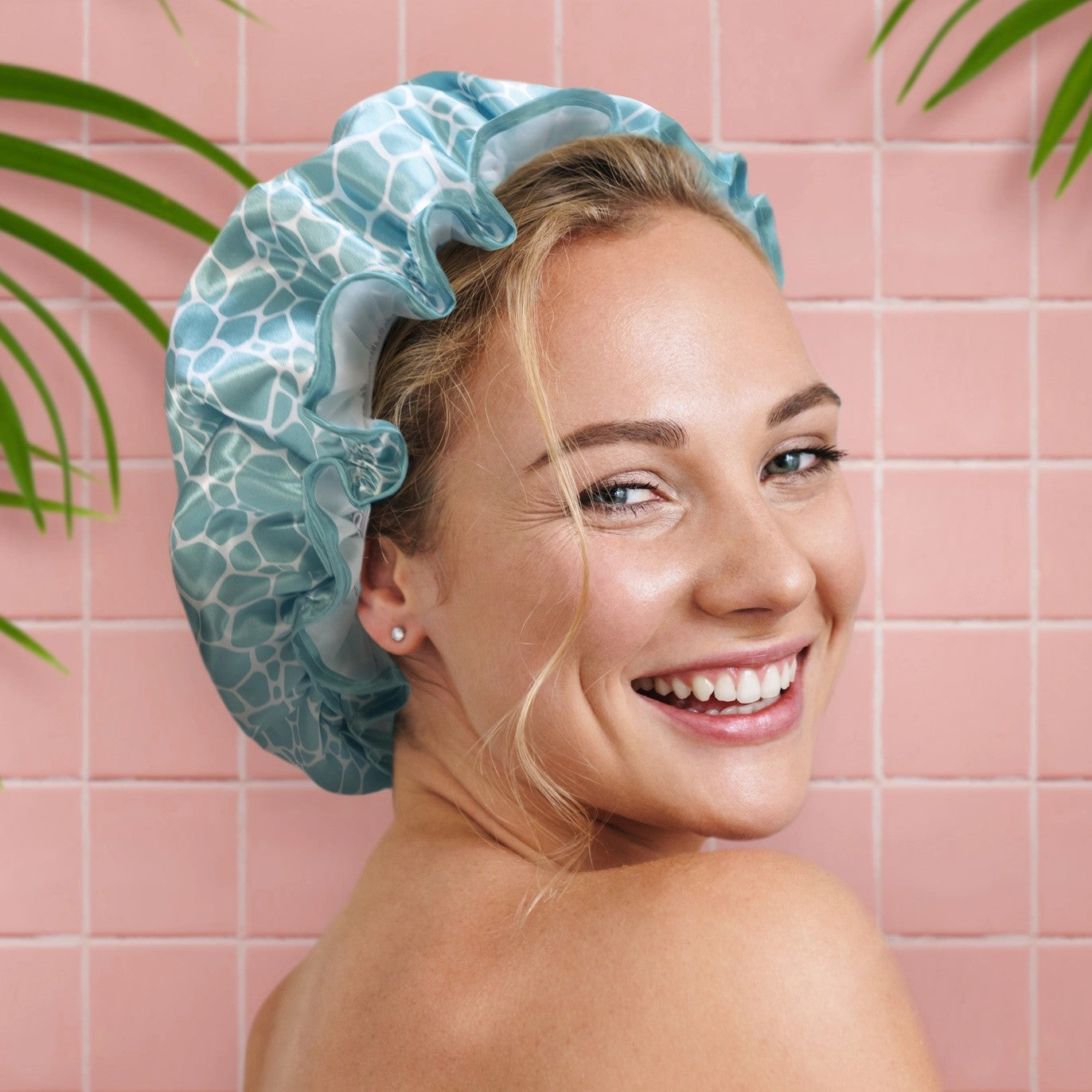 Lemon Lavender Not Your Grandma's Shower Cap (Blue Marble)